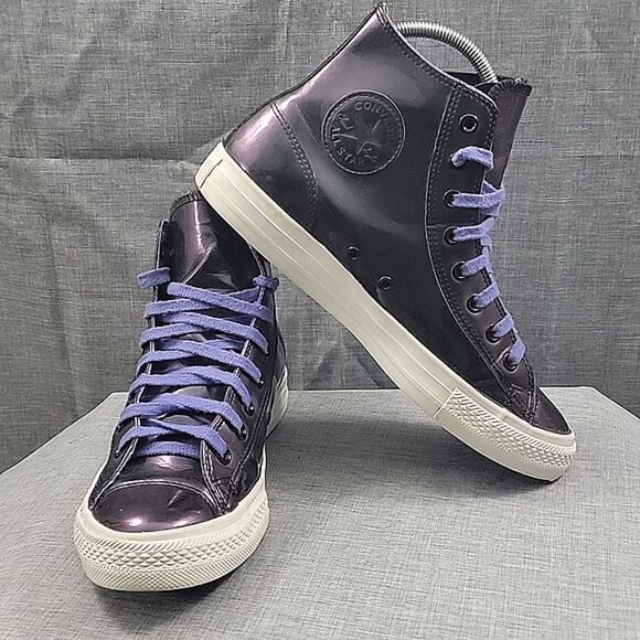 Converse All Star Chuck Taylor Hi-Top Metallic purple gloss Sneaker women's 10.5 - Picture 1 of 12